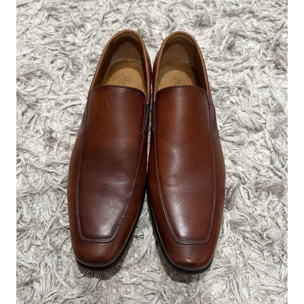 Florsheim Men's Brown Leather Slip-On Dress Loafers Square Toe Size 13